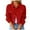 Red, variant on Women Vintage Lapel Button Down Distressed Crop Denim Jean Jacket Color:Red Size:L