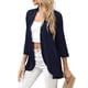 thumbnail image 3 of Cárdigan de manga tres cuartos para mujer de VISgogo, blusas con dobladillo caído con volantes de Color sólido con parte delantera abierta, prendas de vestir finas de estilo informal de calle VISgogo  moda, 3 of 6