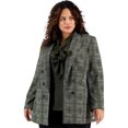 thumbnail image 1 of bar III Womens Plaid Open Front Double Breasted Blazer Jacket, Green, Plus Size, 1X, 1 of 1