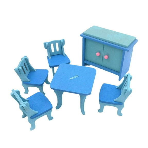 SSKFHGI Colorful Wooden Doll House Furniture Room Set Wood Miniature