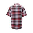 thumbnail image 2 of Men’s Short Sleeve Cowboy Button Down Casual Plaid Pattern Western Dress Shirt (8AS187-BlackRed, 2XL), 2 of 3