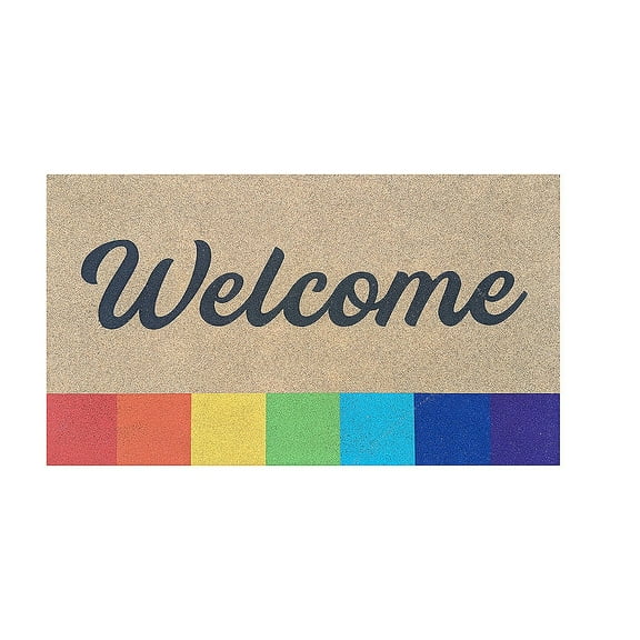 Evergreen 16 x 28 Inches  Welcome Door Mat | Non-Slip Rubber Backing | Dirt catching Natural Coir | Indoor and Outdoor Home Decor