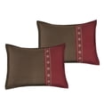 thumbnail image 6 of 7-Piece Comforter Set – Wine Red & Brown with Embroidered Tribal Motifs – Soft Microfiber Bedding with Decorative Pillows & Shams - OEKO-TEX Certified  (Esyllt, Queen), 6 of 6
