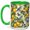 Green, variant on Stained Glass Bluebird Coffee Mug, Lemon Bird Mug, Ceramic Cup