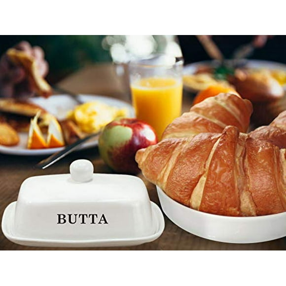 Butter Dish with Lid Perfect gift for cooks LARgE - Fits Block of Butter or 2 Sticks