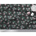thumbnail image 3 of Soimoi Tissu Popeline de Coton Imprimé Feuilles & Roses au Mètre 42 Pouces de Large, 3 of 3