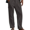thumbnail image 1 of Frontwalk Men Casual Summer Beach Loose Trousers Cotton Linen Pants Elastic Drawstring Waist Straight Leg Pants with Pockets Dark Gray XL, 1 of 2