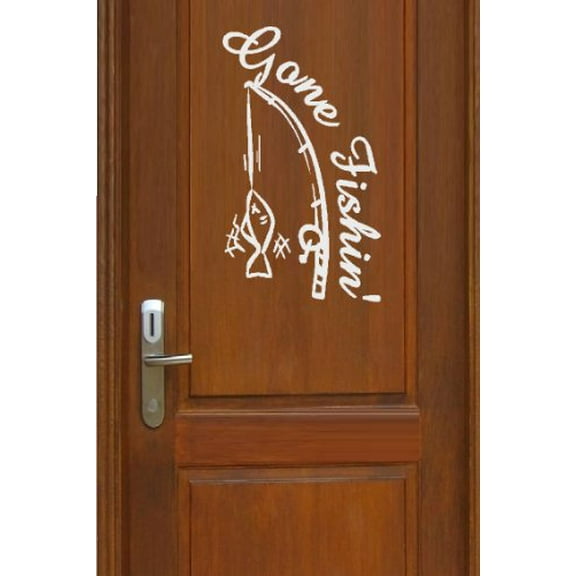 GONE FISHIN ~ WALL DECAL, 8 5" X 13"