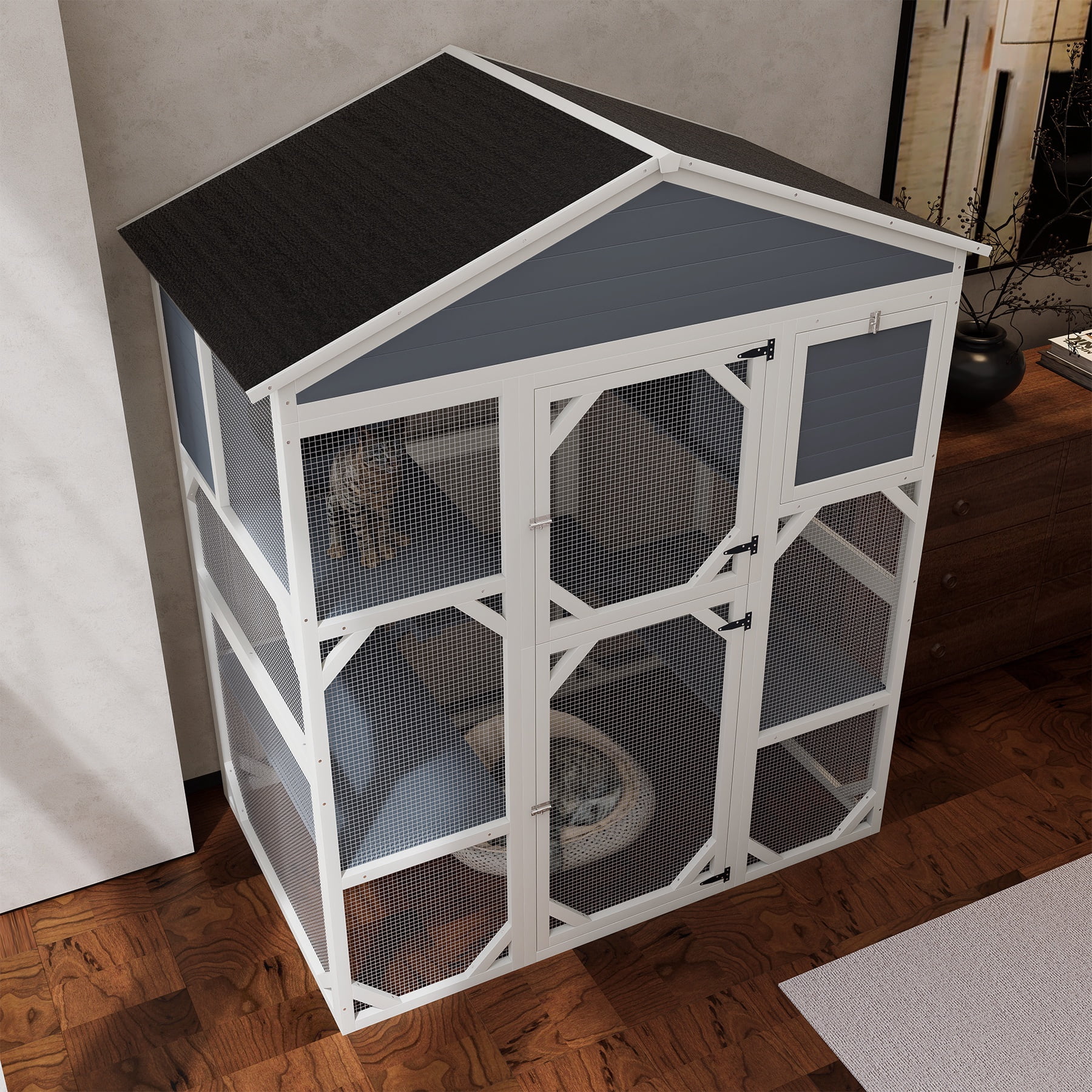 Catio Enclosure for Cars, Seizeen Outdoor Cat House Pet Cage Enclosure for Kitty w/Waterproof Roof, Platform