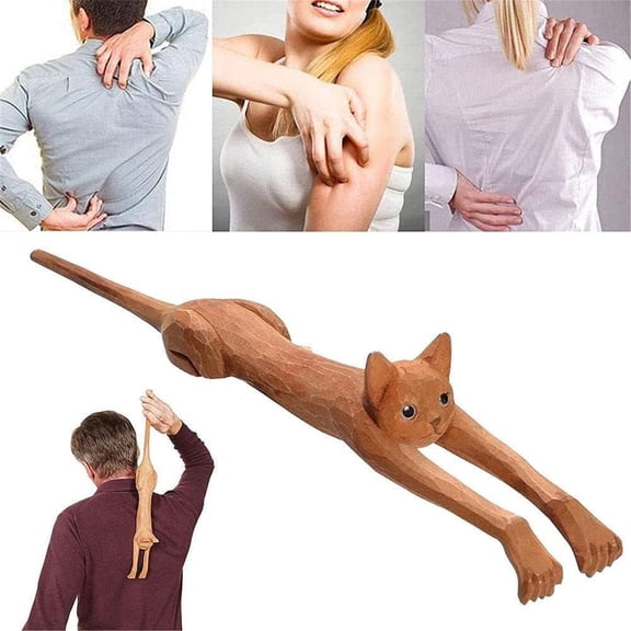 Cat Shaped Back Scratcher, 48Cm Wooden Funny Tool for Body Relaxation, By Meiiso, Large Inventory!