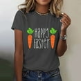 thumbnail image 2 of Prolriy Chemises de Pâques pour Femmes Joyeuses Pâques T-Shirt à Manches Courtes Col Rond Imprimé Lettre Carotte Haut Tenue de Pâques pour Femmes, Hauts pour Femmes Gris Foncé S, 2 of 5