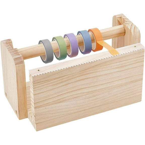1set Wood Adhesive Tape Dispenser with Acrylic Board Rectantgle BurlyWood 250x100x150mm