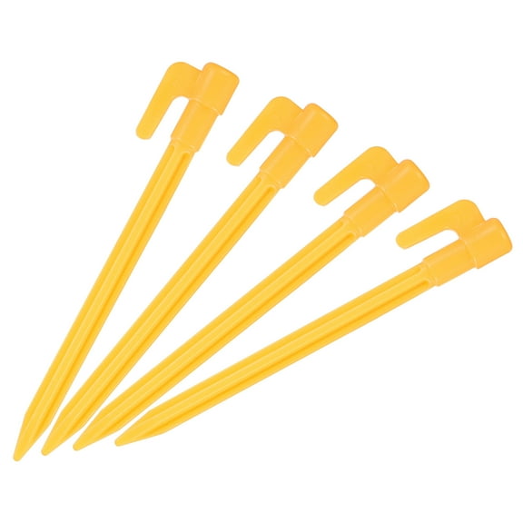 Uxcell 14.5cm/5.7 Inch Plastic Tent Stakes Camping Pegs with Hook Yellow 4 Pack