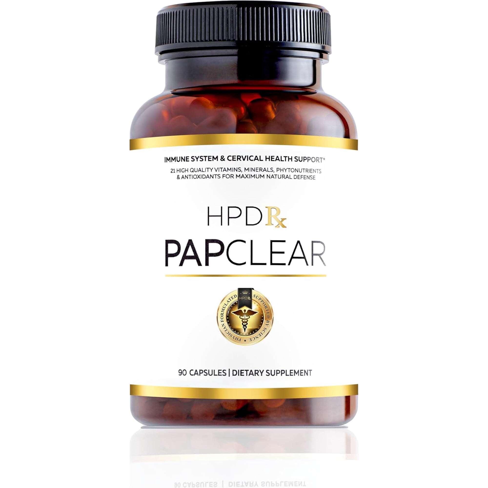 HPD RX Papclear All Natural Advanced Immune Support Supplement, 21 Vitamins & Nutrients with Organic Shiitake Mushroom & Lycopene, 90 Capsules
