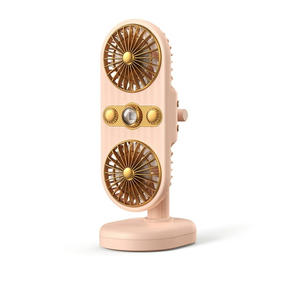 Small Desk USB Rechargeable Double-head Clamp Fans with 3 Speeds, Portable Fan for Stroller Bedroom Office