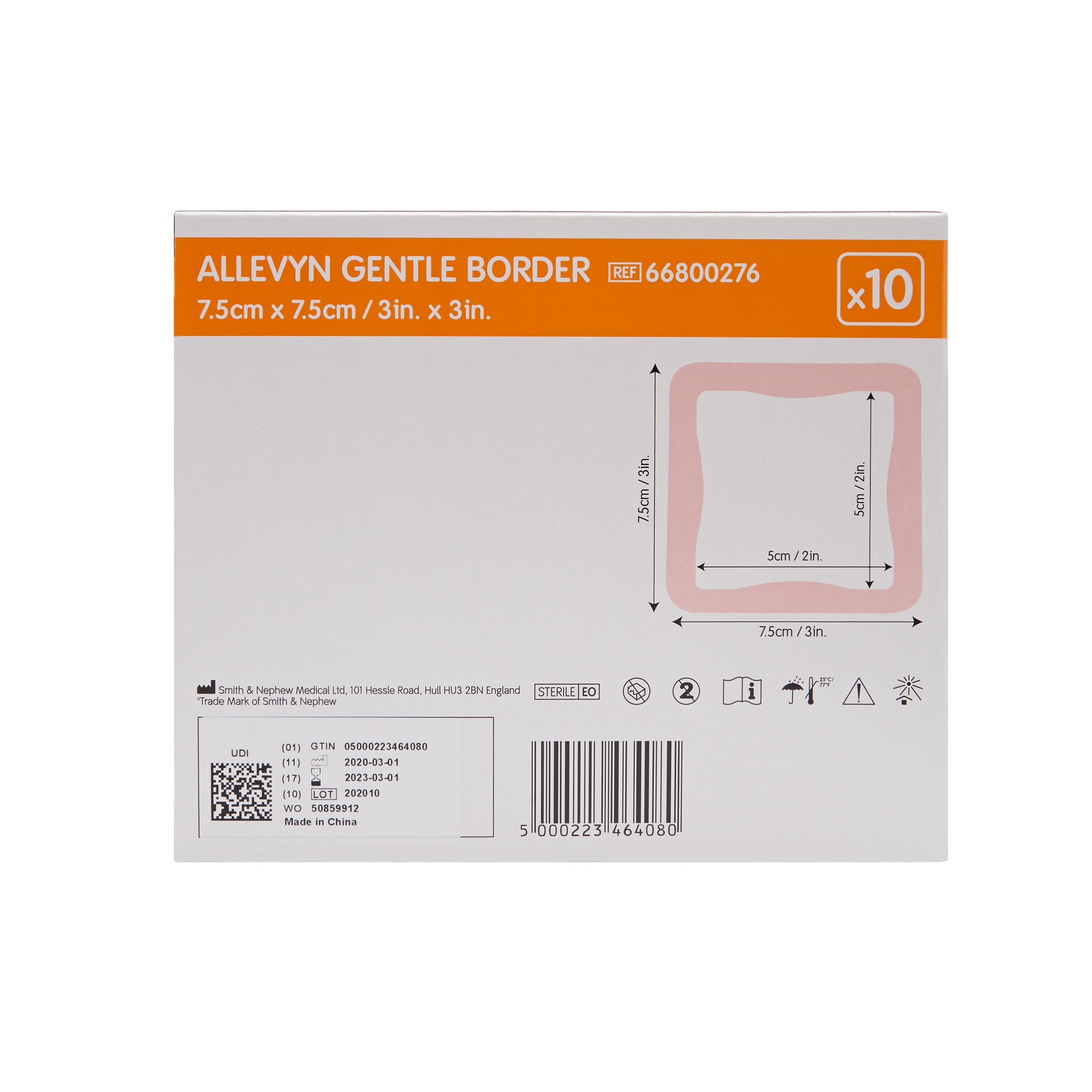 Allevyn Gentle Border Foam Dressing 3" x 3" - Box of 10