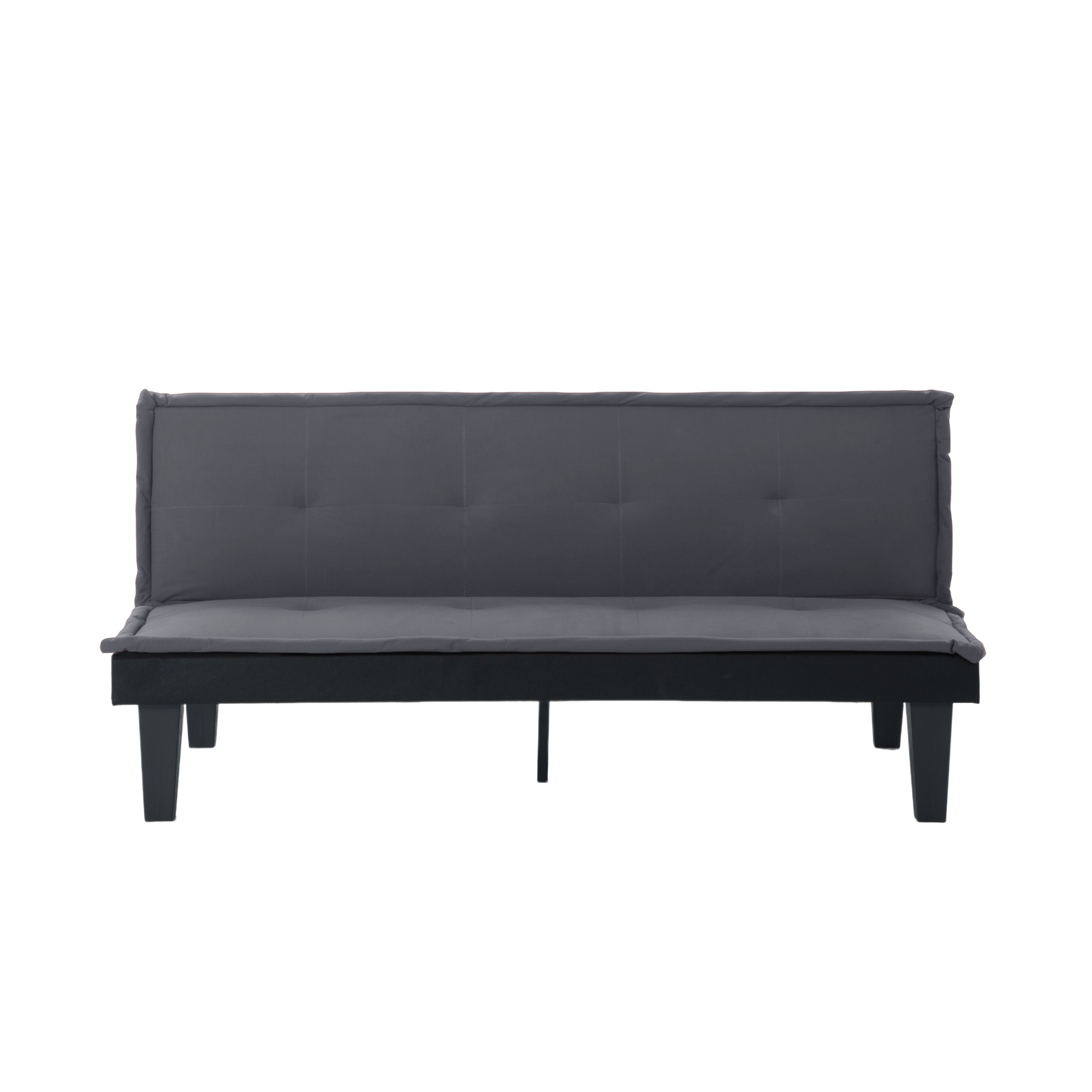 BSHTI 62.99" Faux Suede Futon Sofa Bed, 5-Position Adjustable Backrest, Converts to Sleeper, for Small Space, Gray