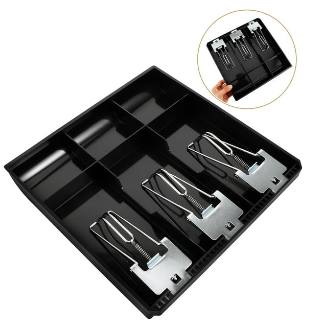 PAMINGONO Cash Register Insert Tray Black with Multi Grid Compartments for Store and Supermarket Use