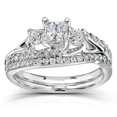 Princess Cut Diamond Bridal Set Ring 1 1/10 Carat (ctw) in 14k Gold