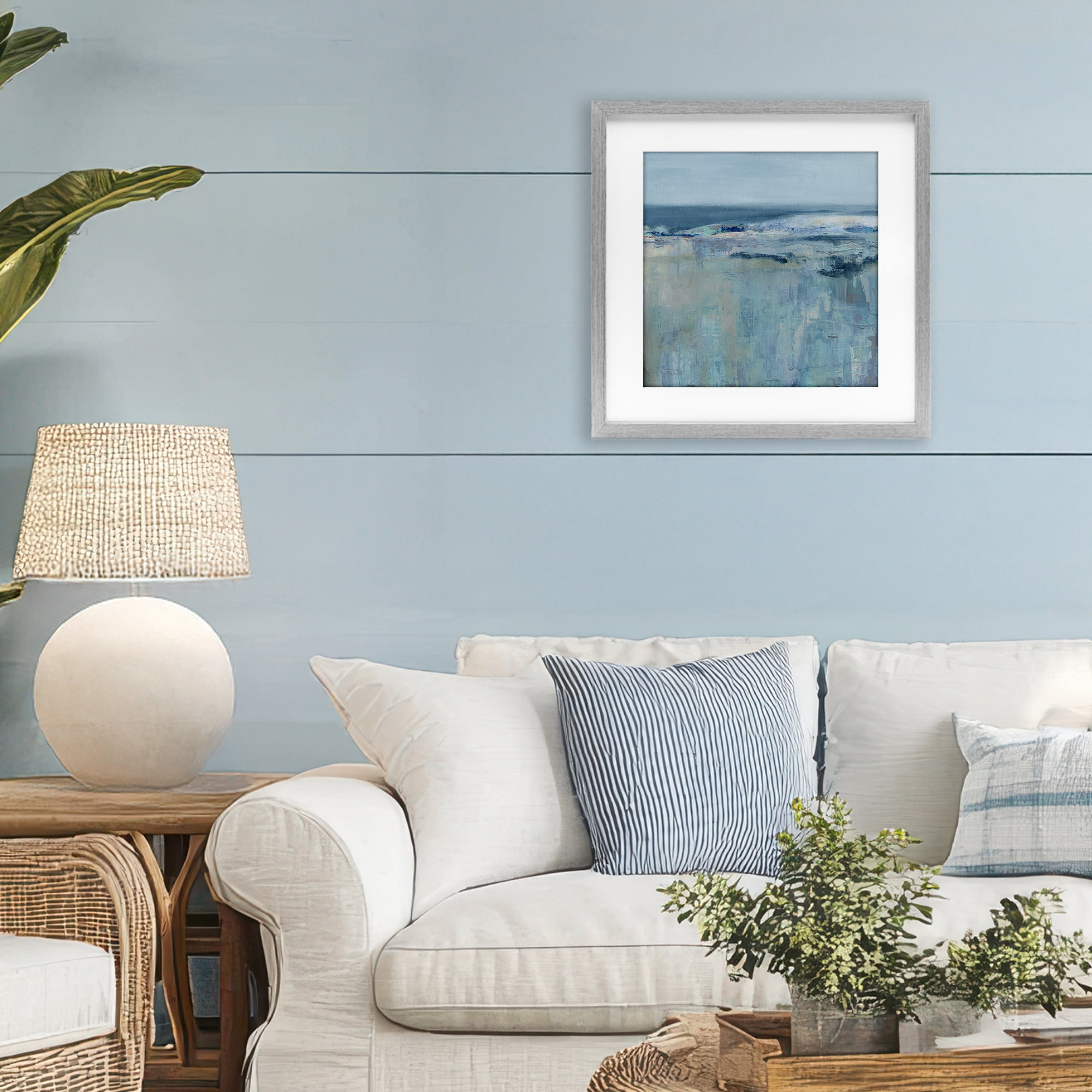 Stupell Industries Serene Abstract Pastel Seascape Gray Framed Print Under Glass, design by Carol Robinson