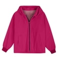 thumbnail image 1 of YUTK Manteaux de Pluie Trench pour Femmes, Veste à Capuche à Manches Longues avec Poches pour Femmes à la Mode (Rouge, G), 1 of 4