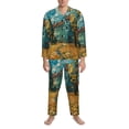 thumbnail image 3 of Lsque Impressionist Village Sky Pattern Long Sleeve Pajama Set for Men - Soft 2-Piece Sleepwear and Loungewear Set with Pockets, Comfy Nightwear-Large, 3 of 7
