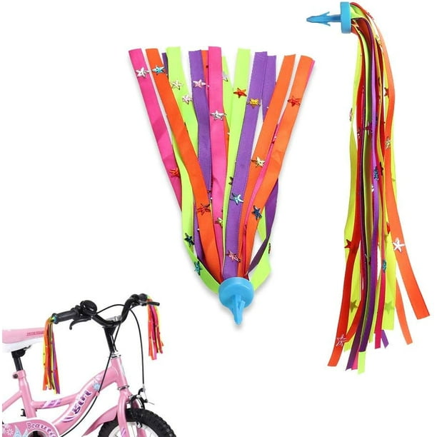 MINIFACTORY Kids Bike Streamers Pink Pearl Star Flowers 2Pcs Bicycle