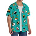 thumbnail image 2 of Pofeuu Sushi Print Mens Casual Short Sleeve Shirts Beach Summer Spread Collar Pocket Tops Men's Casual Short-sleeved Shirt-Medium, 2 of 5