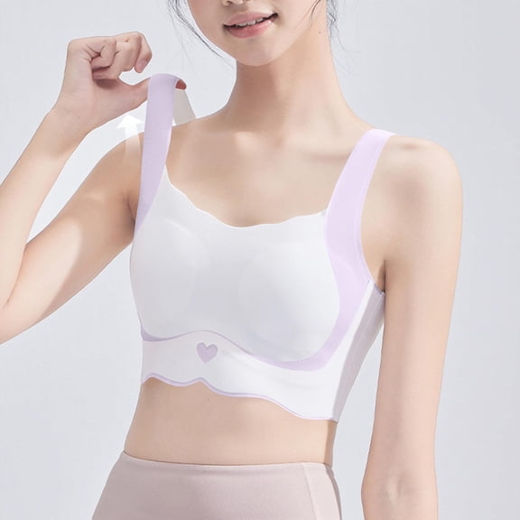Girls Training Bra Teen Girls Bralette Cotton 12-15 Years Old Built-in Padding Anti-Slip No Show Design School Daily Wear Soft Comfortable Airy Bra Purple 9-10 Years