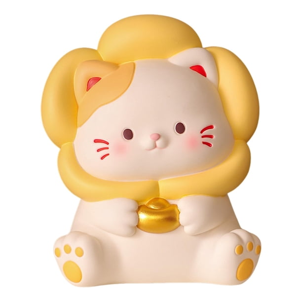 Estatua de gato, escultura de animal, alcancía, adorno de mesa coleccionable, maceta de ahorro Cabeza de flor S