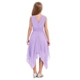 thumbnail image 5 of iiniim Girls V Neck Sleeveless Princess Asymmetric High-Low Pleated Dress Lavender 8, 5 of 7