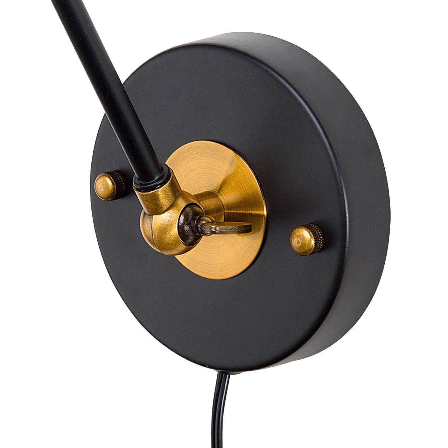 LNC Set of 2 Black Swing Arm Wall Lamps, Plug-In or Hardwired Adjustable Light Fixtures