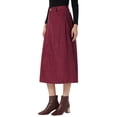 thumbnail image 4 of INSPIRE CHIC Corduroy Maxi Skirt for Women's Elastic High Waist Pockets Casual A Line Skirt L Burgundy, 4 of 6