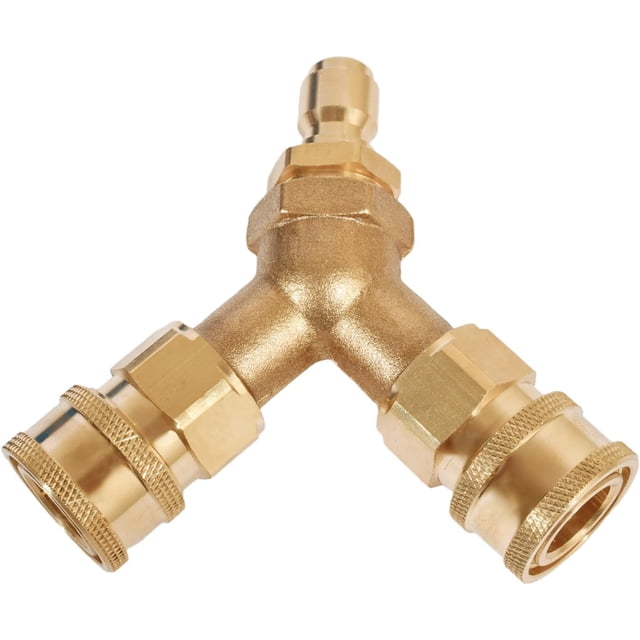 Pressure Washer Tee 3/8 Inch Fitting Splitter Coupler Quick Connect Two Gun to One Power Washer 4.0 GPM Accessories Yellow