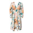 thumbnail image 3 of WILLBEST Vestido Bohemio De Manga Larga Con Cuello En V Y Estampado Floral, Cintura Alta, Informal, Para Verano Y Primavera, 3 of 3