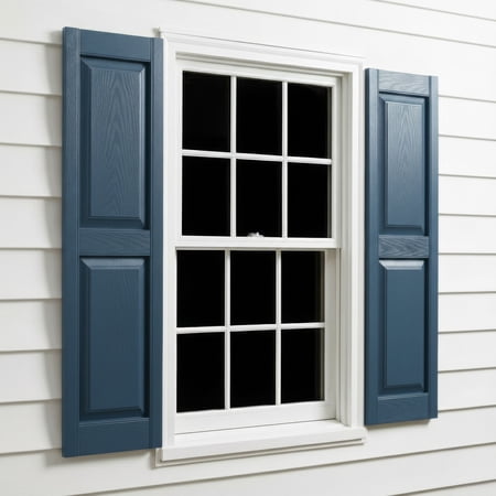 12 W x 51 H EverColor Raised Panel Exterior Vinyl Shutters w/Installation Shutter-Lok s & Matching Screws (Per Pair) Classic Blue