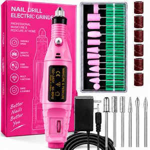 Nail Drill Kit 20000RPM Electric Nail File Drill Kit with Nail Drill Bits Pink Electric Nail Drill for Acrylic Nails Gel & Dip Powder Nail Grinder Manicure Pedicure Machine