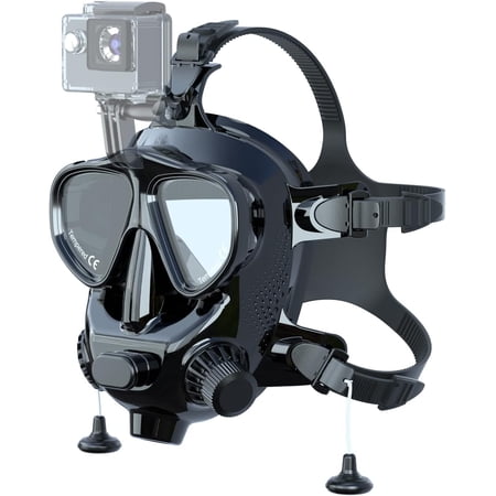 Smaco Full Face Diving Mask for Scuba Diving, 180° View Panoramic Dive Mask with Camera Mount, Anti-Fog & Anti-Leak Dive Mask Support for Scuba Diving