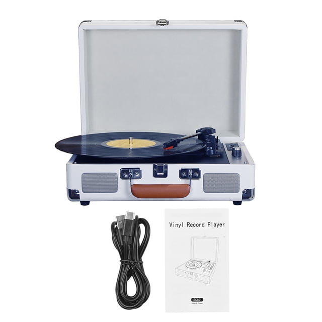 Lecteur,33/45/78RPM Prend en Charge la Sortie de Ligne Rca 7/10/12 Pouces Usb 33/45/78rpm Prend en Charge l'Entrée Audio Tourne-Disque Rca Lecteur Portable Lecteur de Vinyles Lecteur Portable avec Lecteur Bt Usb Tourne-Disque en Vinyle Portable Dsfen