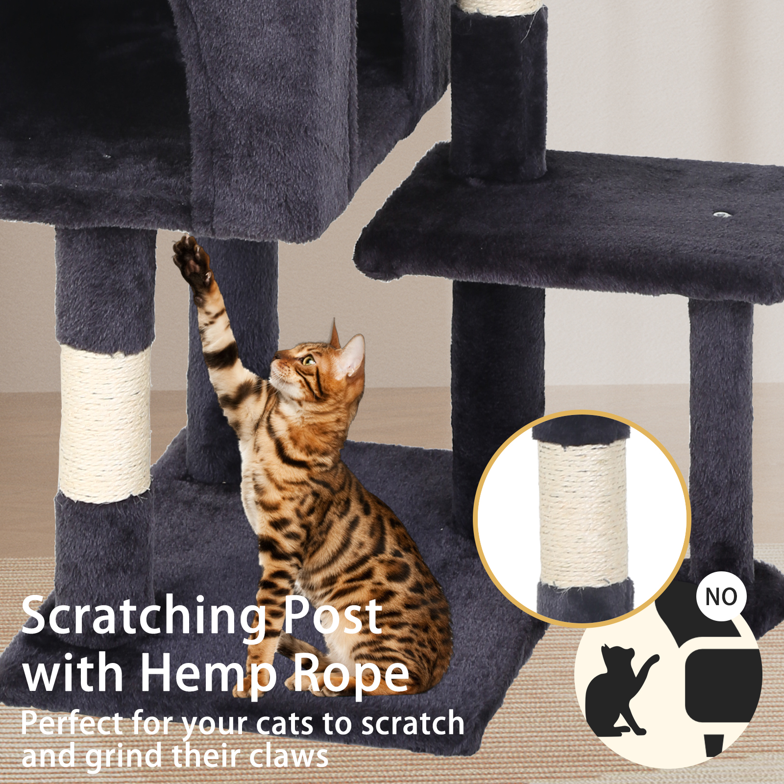 CL.HPAHKL Cat Tree, 36 inch Small Cat Tower with Scratching Post & Funny Toy for Indoor Cats, Cat Condo Furniture Activity Center for Kittens, Dark Gray