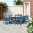 thumbnail image 2 of Erinnyees 7-Piece HDPE Outdoor Dining Set, 66.9" Marble Texture Patio Table with Umbrella Hole, and 6 All-Weather Chairs for Yard Deck Porch, Navy Blue, 2 of 9