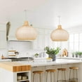 thumbnail image 3 of Arturesthome White Wicker Chandelier, Boho Basket Rattan Pendant Lighting Fixtures Large Basket Natural Woven Hanging Ceiling Lights Lamp Shade, 3 of 7