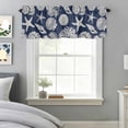 thumbnail image 3 of Curtain Valance for Windows, Summer Ocean Conch Shell Kitchen Valances Rod Pocket Short Curtains, Coastal Starfish Navy Blue Window Valance for Bedroom Bathroom Living room 42x12in, 3 of 9