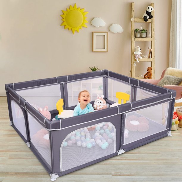 Sakiyrr 71"x59" Large Baby Playpen, Foldable Safety Play Yard Activity
