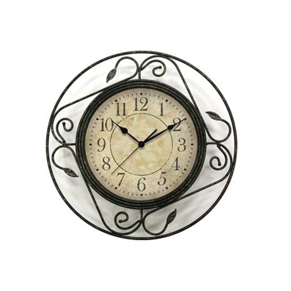 Clock Wrought Iron Wall Clock, 14Inch, Highquality, glass lens for