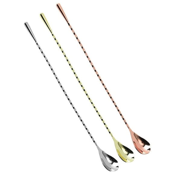 3 Pcs Serving Spoons Stainless Steel Mixing Cocktail Espresso Stirrer Bartender