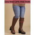 thumbnail image 5 of Women's Extra Wide Calf Knee High Boots True Wide Width Platform Chunky Heeled Gogo Boots Rounded Toe Block Heel Tall Boot for Women., 5 of 7
