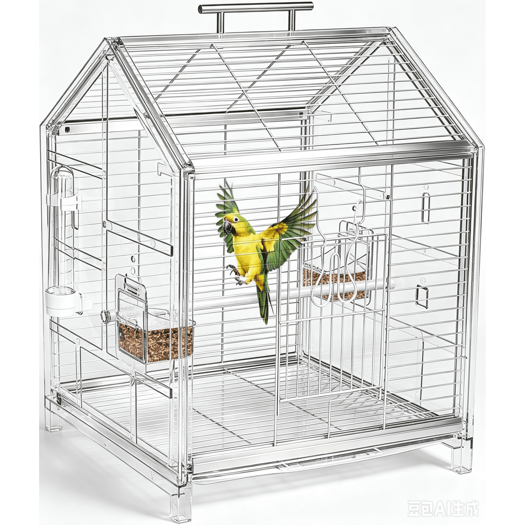 20.5 inch Small Bird Cage, Parrot Cage, Portable Bird Carrier, Travel Carrier Cage for Home, Outing, Pet Clinic, Temporary Placement, for Small Medium Birds