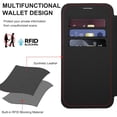 thumbnail image 3 of CASEFIV for iPhone 16 Pro Max Case,Compatible with Magsafe,Slim Fit Flip Protective PU Leather Wallet Case with RFID Blocking Card Slot Build-in Len Protector,Black, 3 of 7