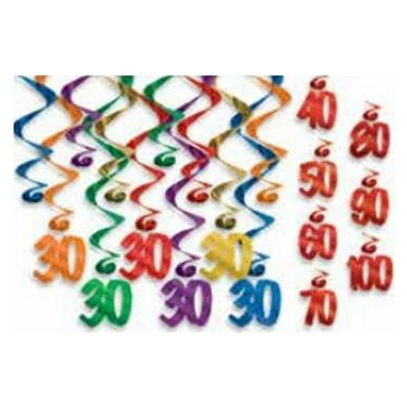 Beistle 53560-60 17.5 to 32 in. 60 Whirls, Assorted Color - Pack of 6